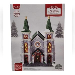 2021 Holiday Time Village Cathedral Vintage Victorian Lights Up New
